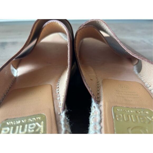 Kanna Leather Slip-on Wedge Sandals sz 41 / 10.5 Espadrille Boho Beach Vacation - Picture 5 of 7